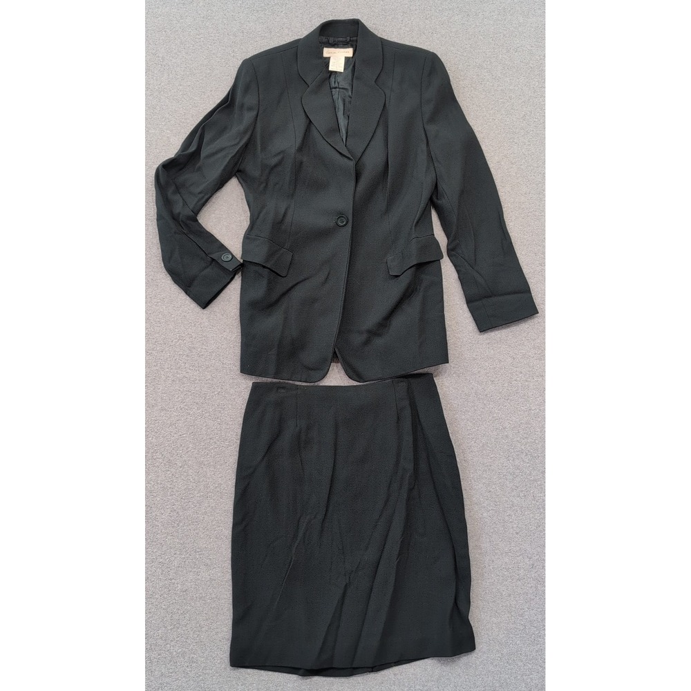 Casual Corner Women's Black Wool Blend‎ Suit Jacket & Skirt Set Size 8